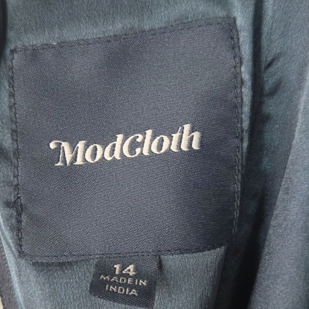 ModCloth Resounding Wow Slate Blue Off Shoulder Bridesmaid Maxi Dress Size 14 - Picture 8 of 10